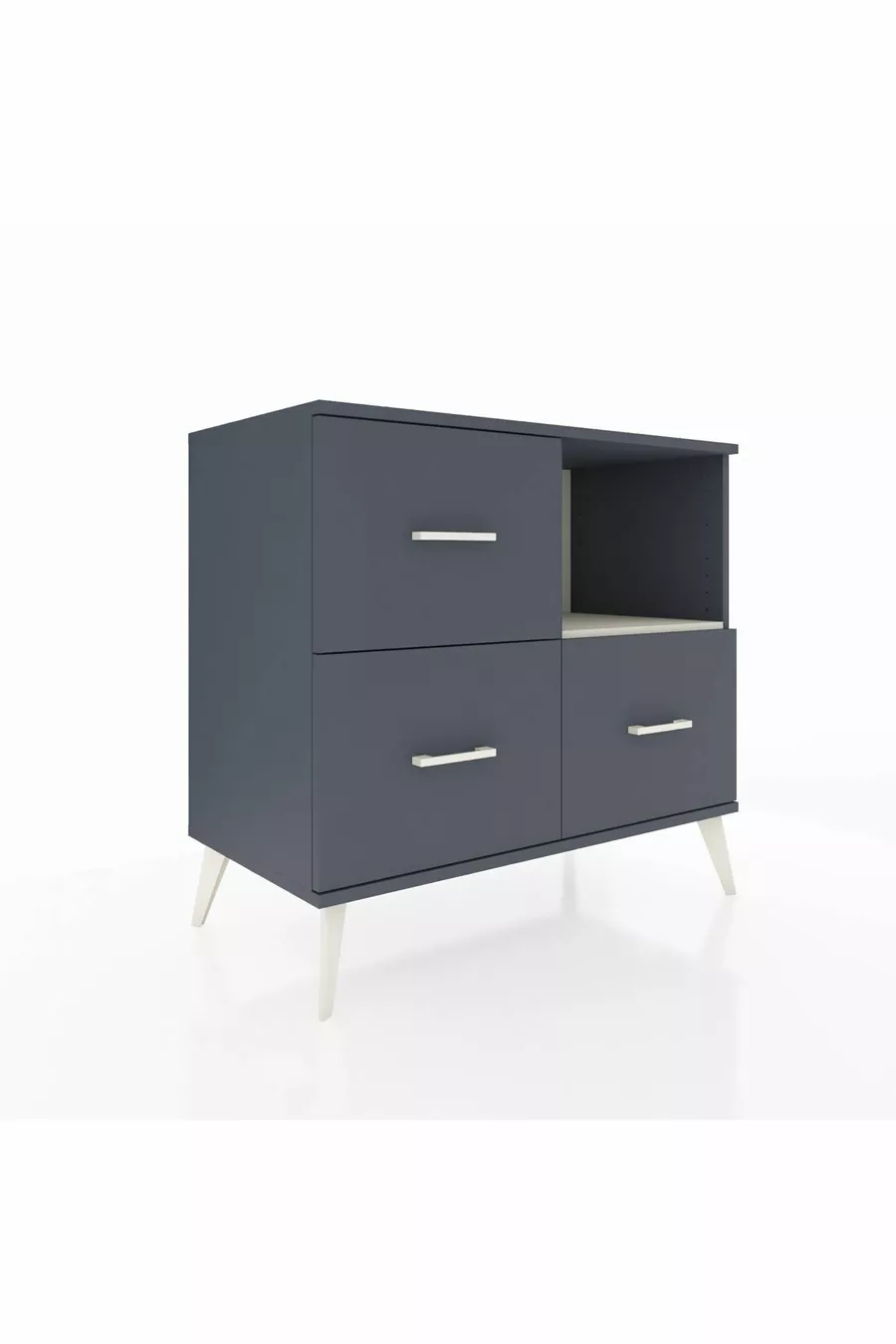 Commode Hyperion à une étagère et 3 tiroirs Anthracite-Sable/Anthracite