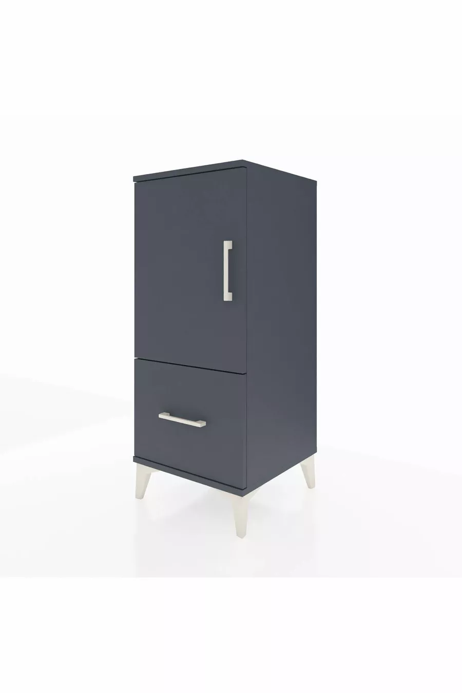 Table de chevet Hyperion avec 2 étagères, 1 tiroir et 1 porte, Anthracite-Anthracite