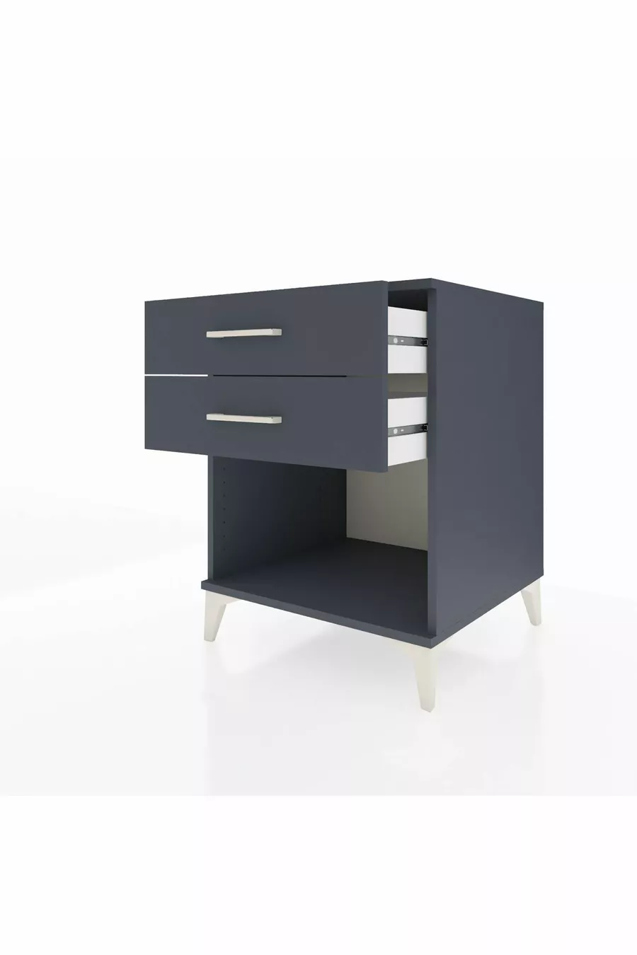 Table de chevet Kronos à 2 tiroirs Anthracite-Anthracite