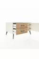 Commode Kronos à une étagère, 2 tiroirs et une porte, Pierre de Lune / Pin