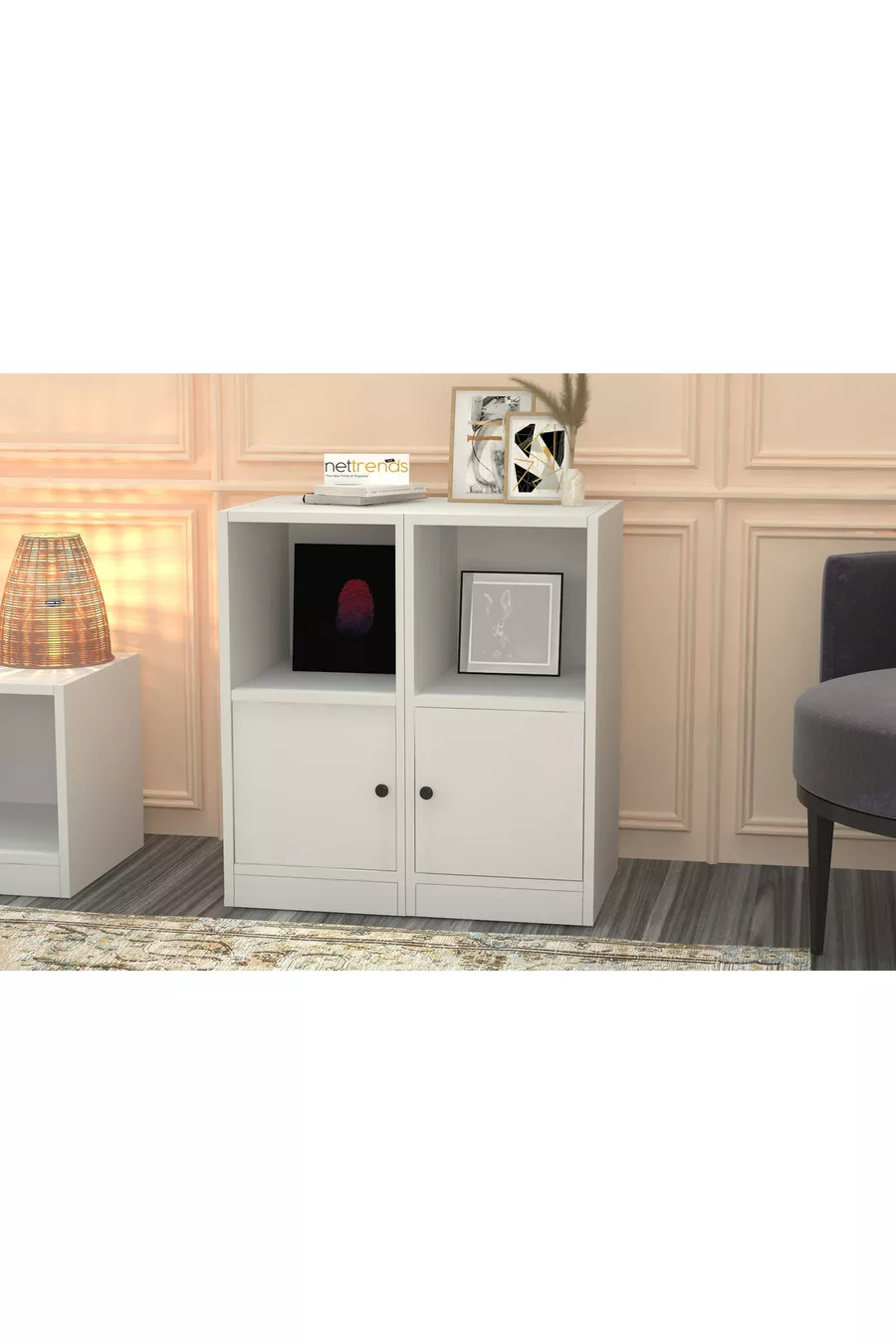 Commode avec étagères et placard blanche Cm -ç