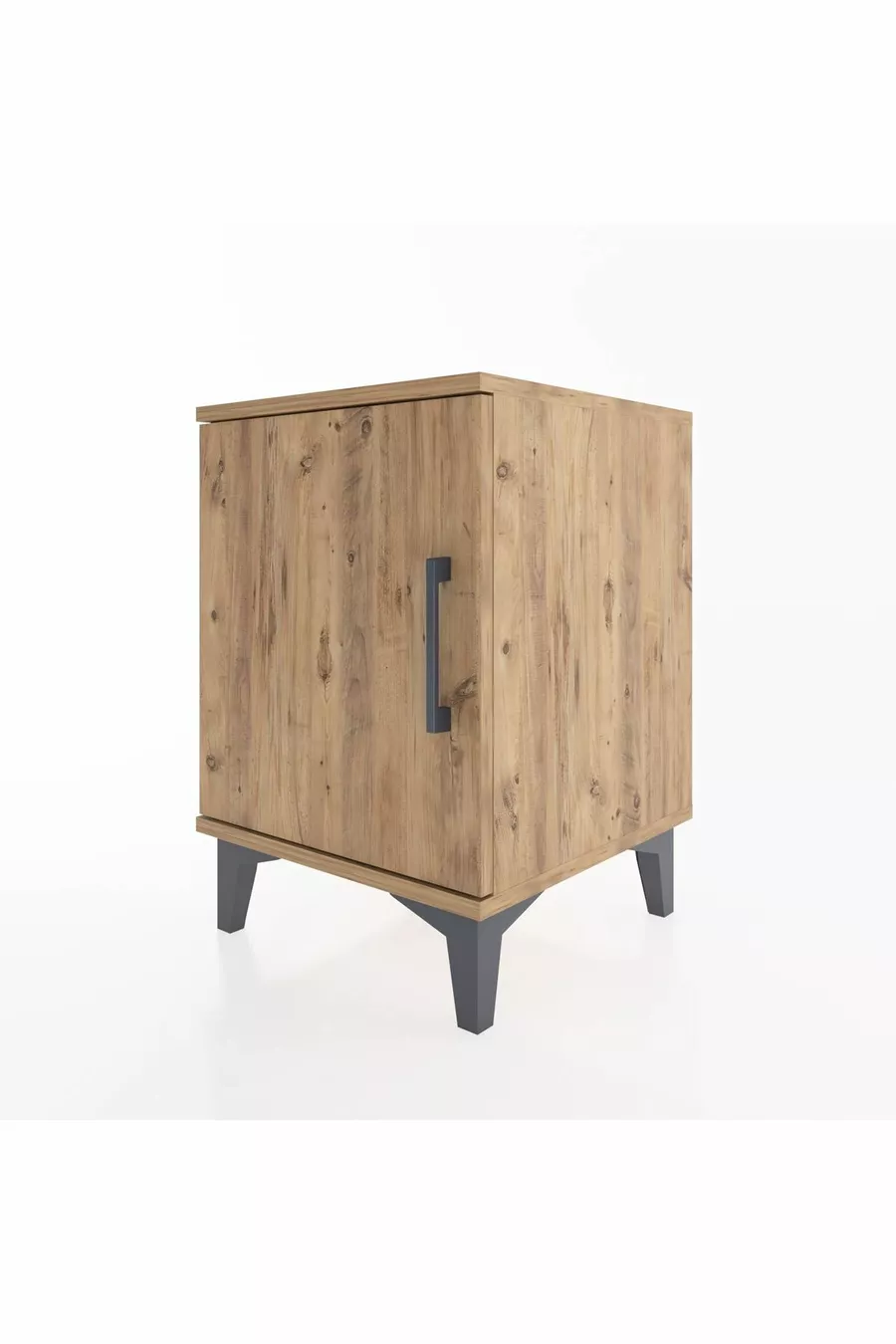 Table de chevet Hyperion à une étagère et une porte, Pin-Pin