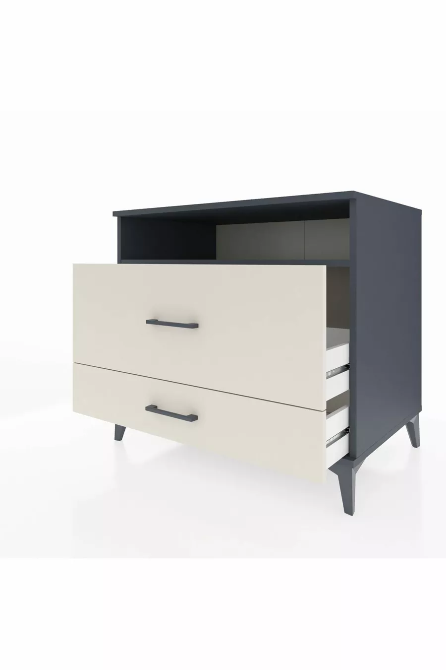 Commode Kronos avec une étagère et 2 tiroirs Anthracite-Pierre de Lune