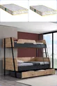 Lit superposé, Lit superposé Alba avec large tiroir, cm - cm - Noyer-Anthracite + 2 matelas confort