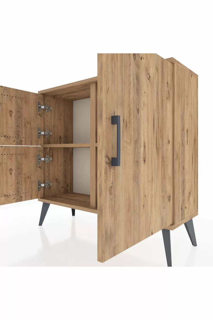 Commode Arges 2 étagères 3 portes Pin-Pin