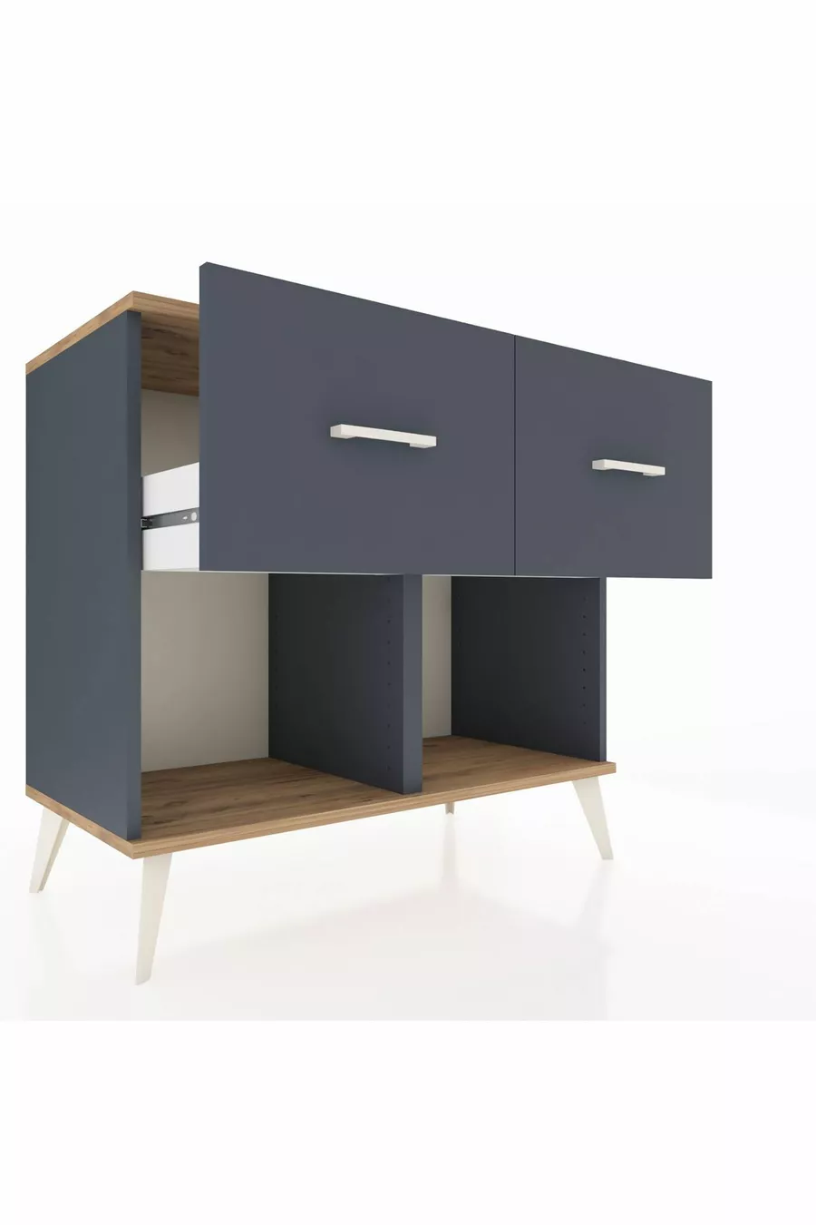 Commode Hyperion 2 tiroirs Anthracite-Sapin/Anthracite