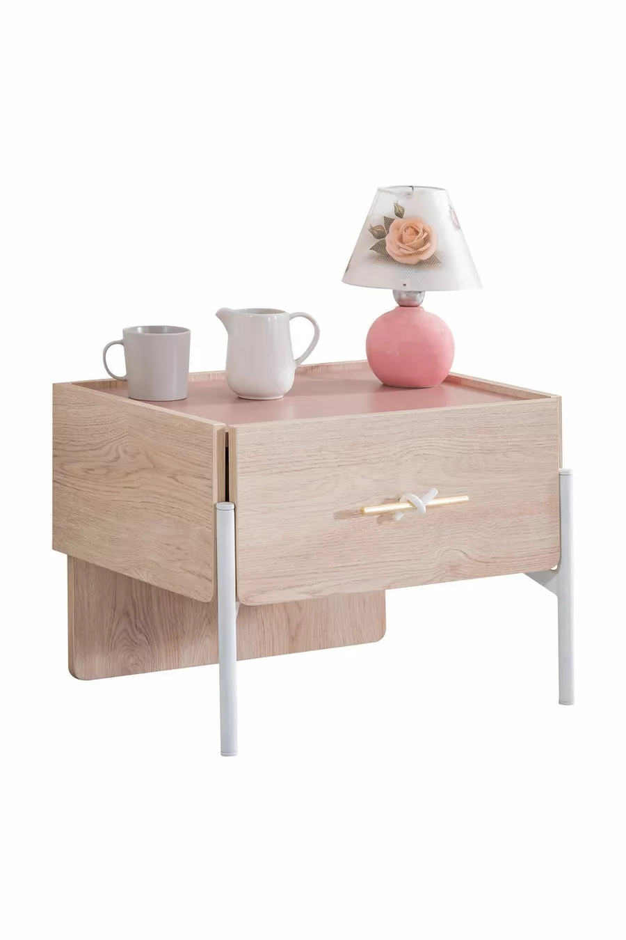 Chambre d'enfant Rosetta - Armoire 3 portes, Lit, Table de chevet, Bureau