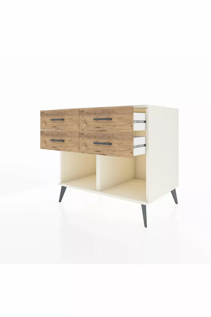 Commode Kronos 4 tiroirs Pierre de lune/Pin