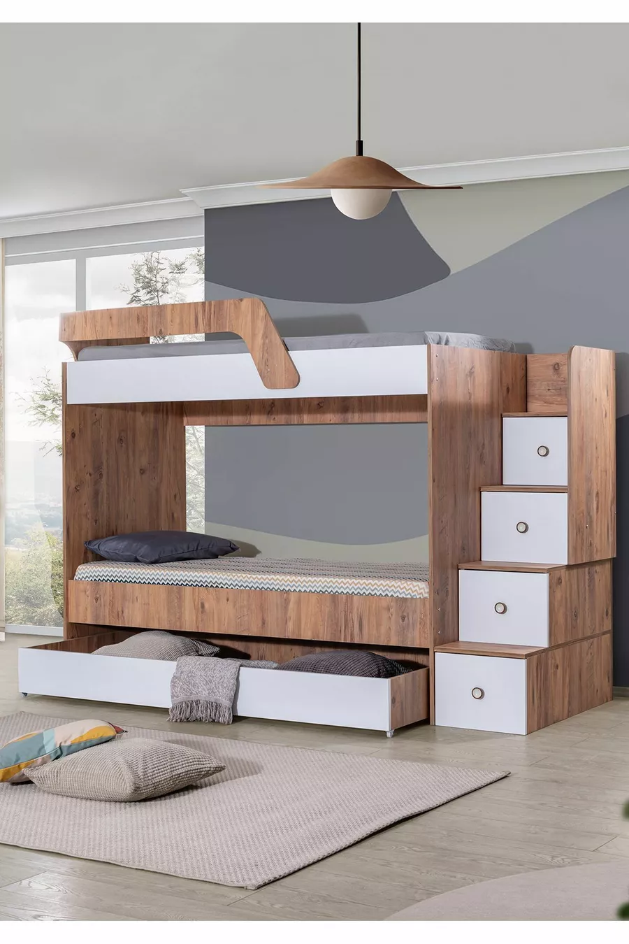 Lits superposés, Lit superposé triple avec échelle + 2 matelas confort