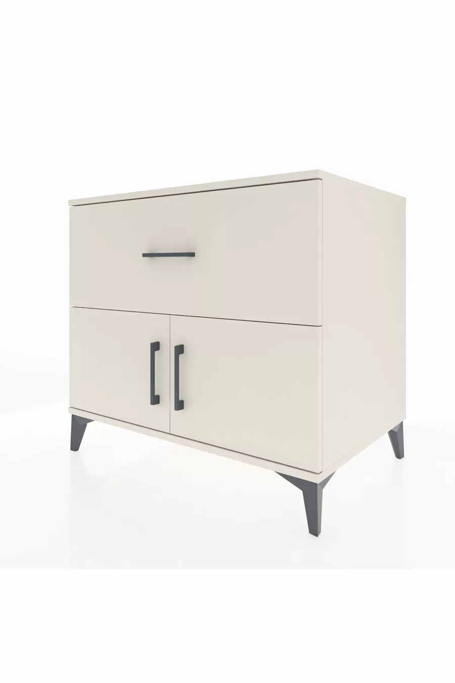 Commode Kronos à une étagère, un tiroir et deux portes, Pierre de lune-Pierres de lune