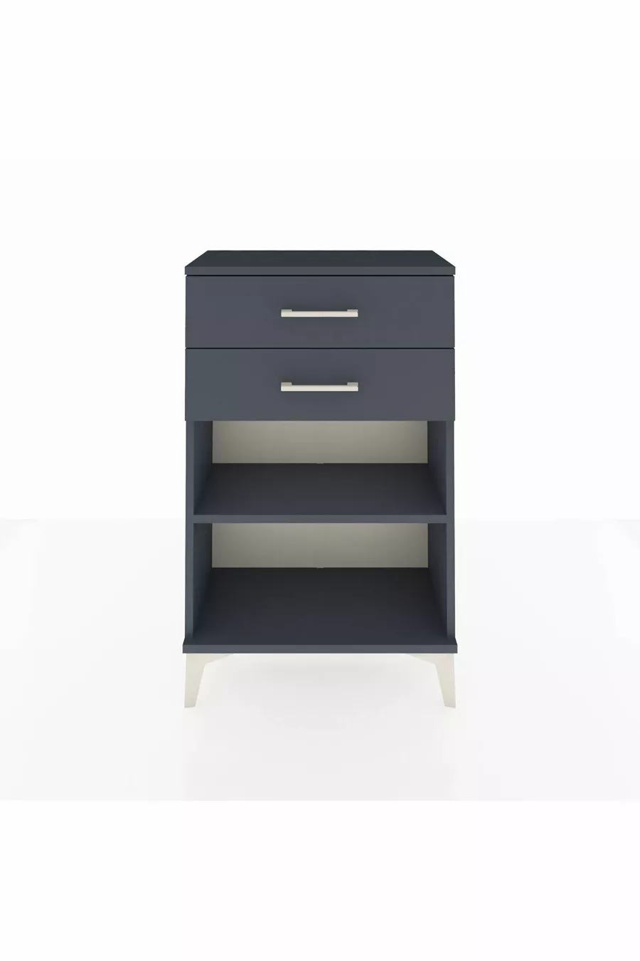 Chevet Arges à une étagère et 2 tiroirs Anthracite-Anthracite