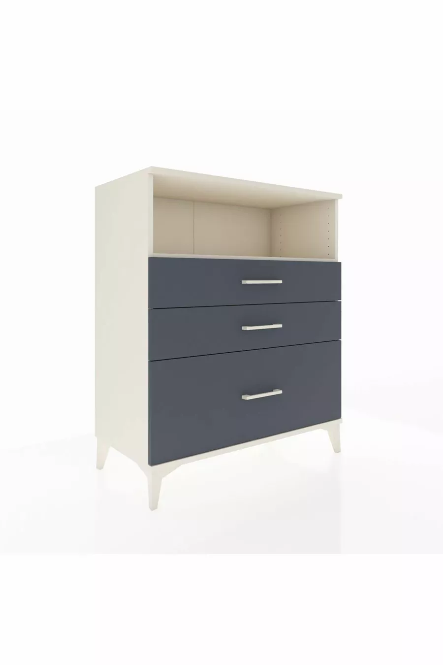 Commode Hyperion à une étagère et 3 tiroirs Aigue-marine-Anthracite