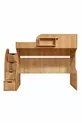 Lit superposé, litera avec armoire et bureau, noyer clair, 1 matelas Comfort