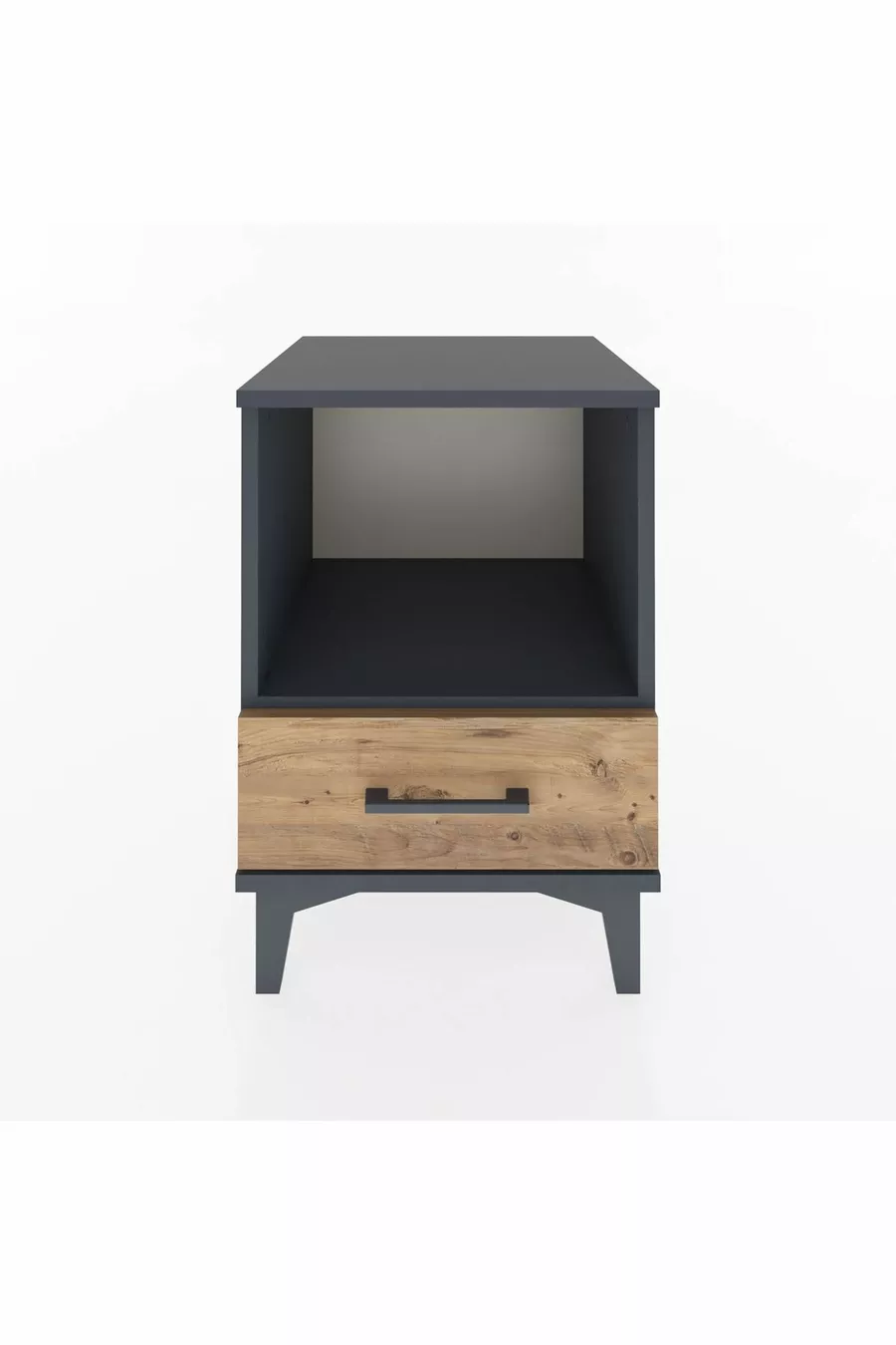 Table de chevet Hyperion avec une étagère et un tiroir, anthracite-pin