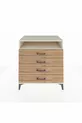 Commode Kronos avec une étagère et 4 tiroirs, Pierre de Lune - Pin