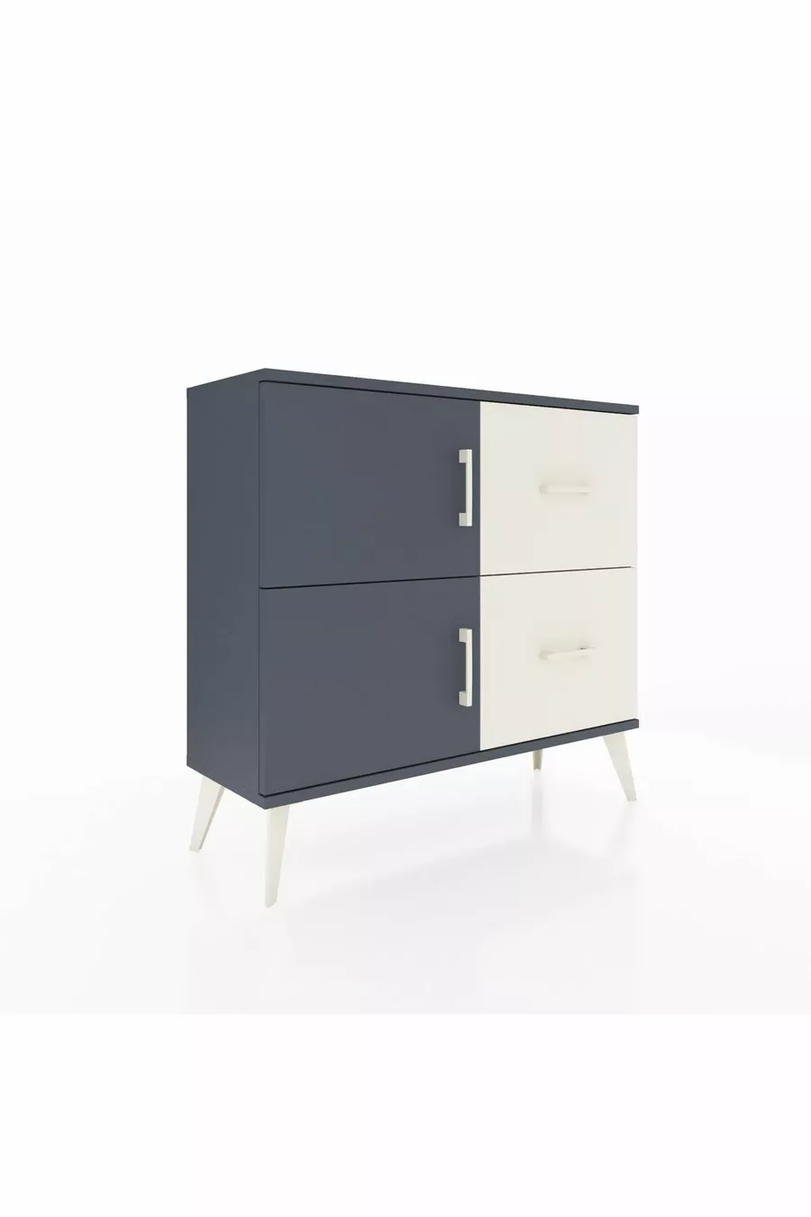 Commode Arges à une étagère, 2 tiroirs et 2 portes Anthracite-Anthracite/Gris pierre