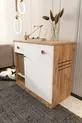 Litière pour chat en bois MONA avec tiroir - couvercle verrouillable - tissu d'entrée inclus - bac à litière non inclus - A.ÇAM-BYZ