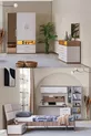 Chambre d'adolescent Milan - Armoire à 3 portes avec miroir, Lit, Table de chevet, Bureau, Commode, Bibliothèque