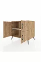Commode Kronos à 2 étagères et 4 portes Pin-Pin/Marbre blanc