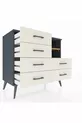 Commode Hyperion 2 étagères 6 tiroirs Anthracite-Pin/Pierre de Lune