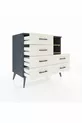 Commode Hyperion 2 étagères 6 tiroirs Anthracite-Pin/Pierre de Lune