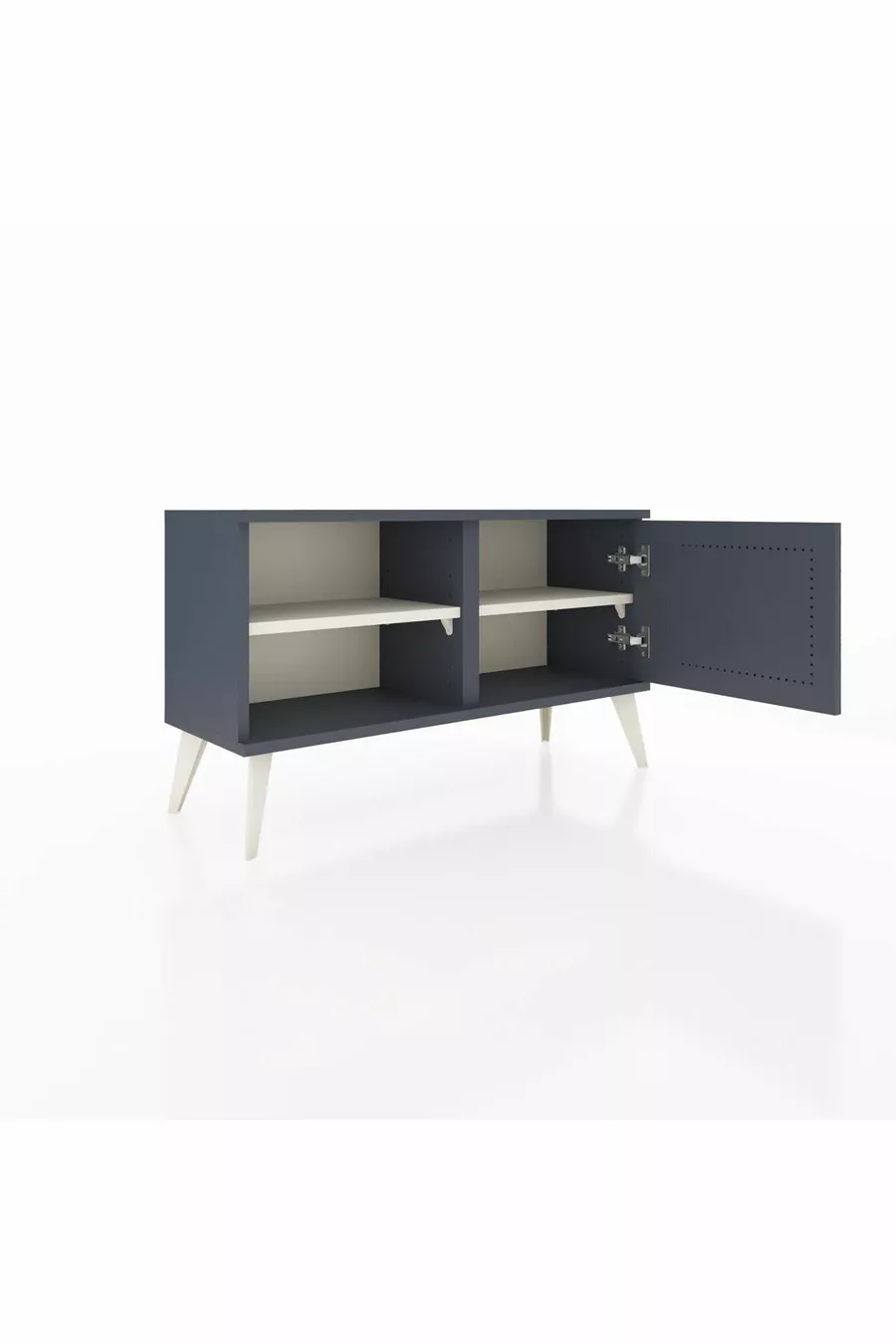 Commode Arges avec 2 étagères et une porte Anthracite-Anthracite/Marbre