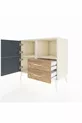 Commode Hyperion 2 étagères 2 tiroirs 2 portes Pierre de lune-Anthracite/Pin