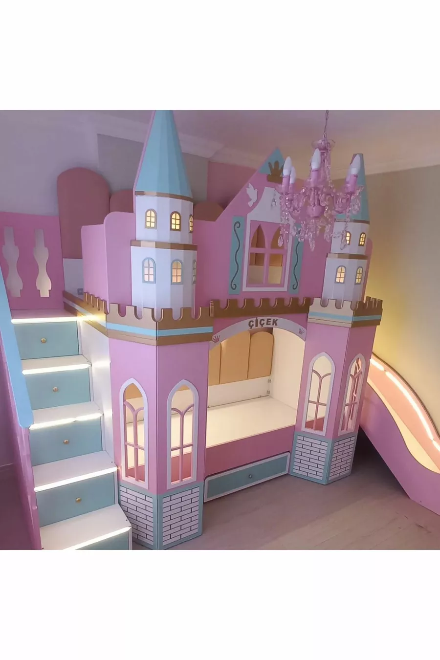 Lit superposé néon LED Lux avec toboggan