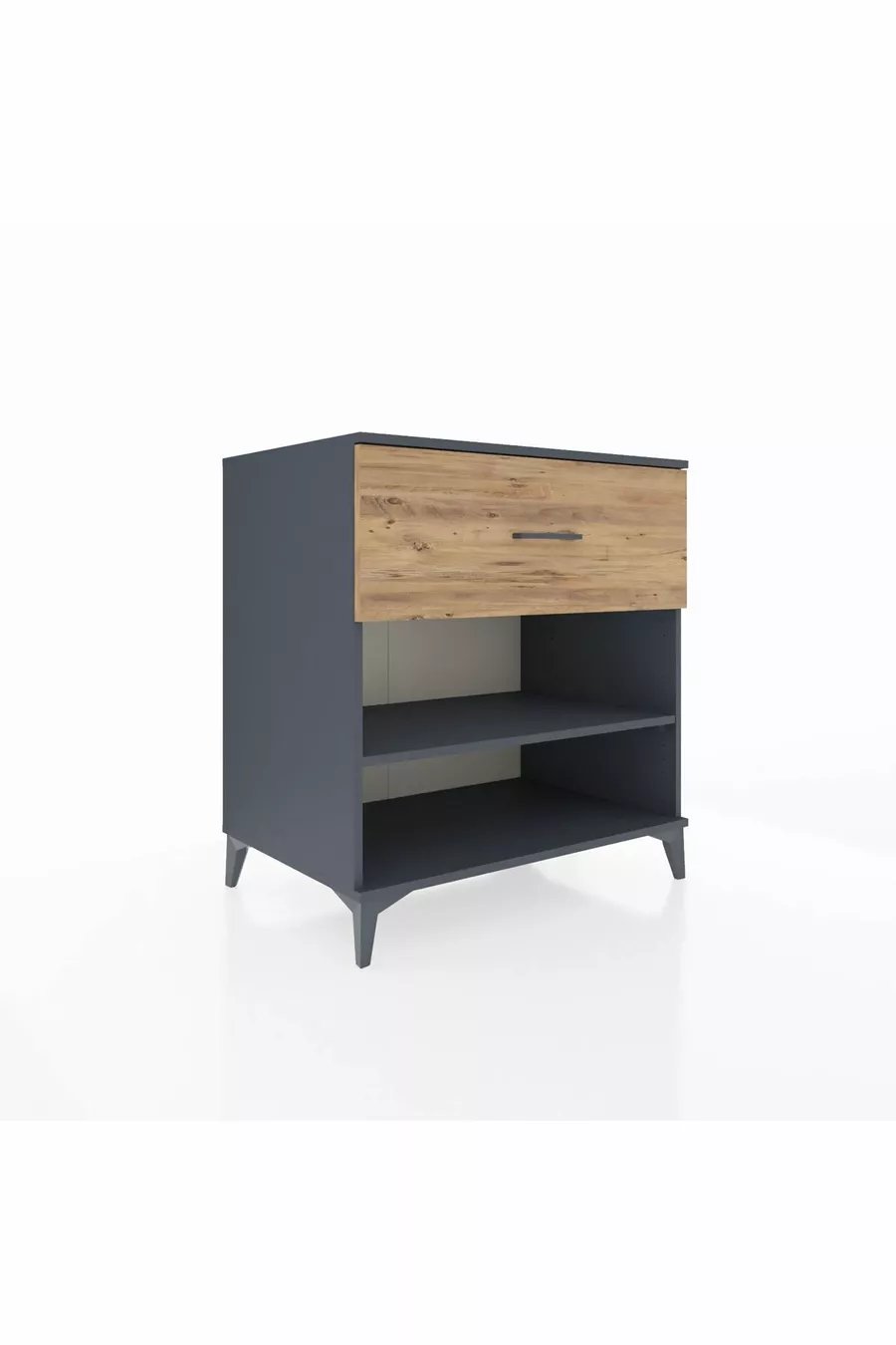 Commode Kronos à une étagère et un tiroir Anthracite-Épicéa