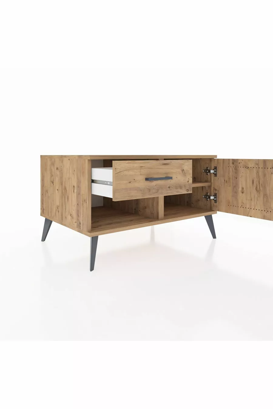 Commode Kronos à une étagère, un tiroir et une porte en pin