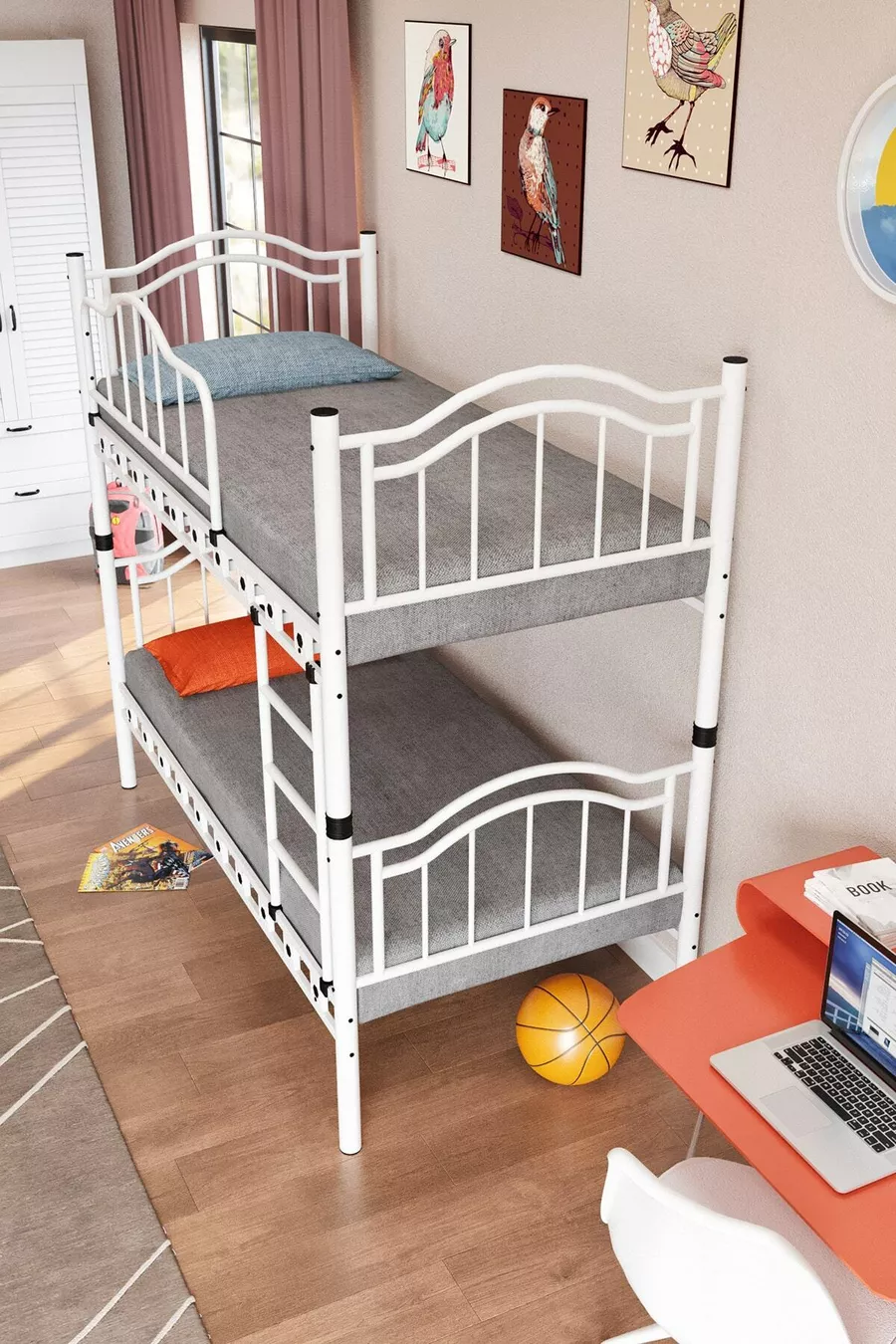 Lits superposés et lits simples en métal pour chambre d'enfant Belinay, dimensions du matelas