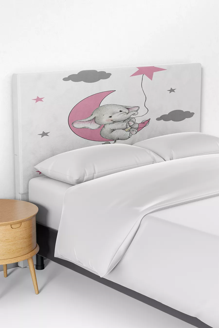 Housse de tête de lit enfant à motif éléphant rose