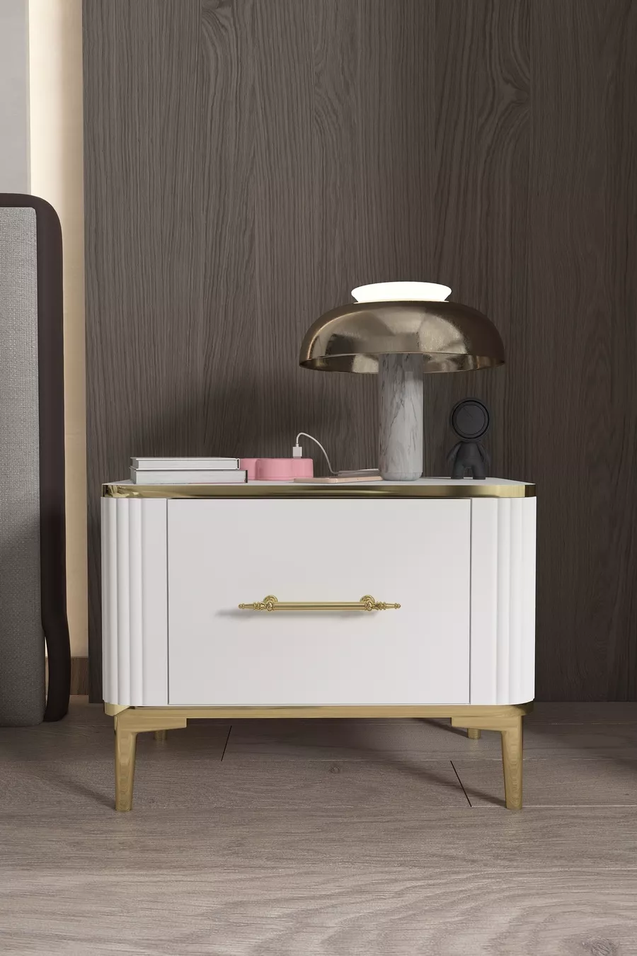Table de chevet BETY avec tiroirs - Meuble d'appoint - Commode - Organisateur