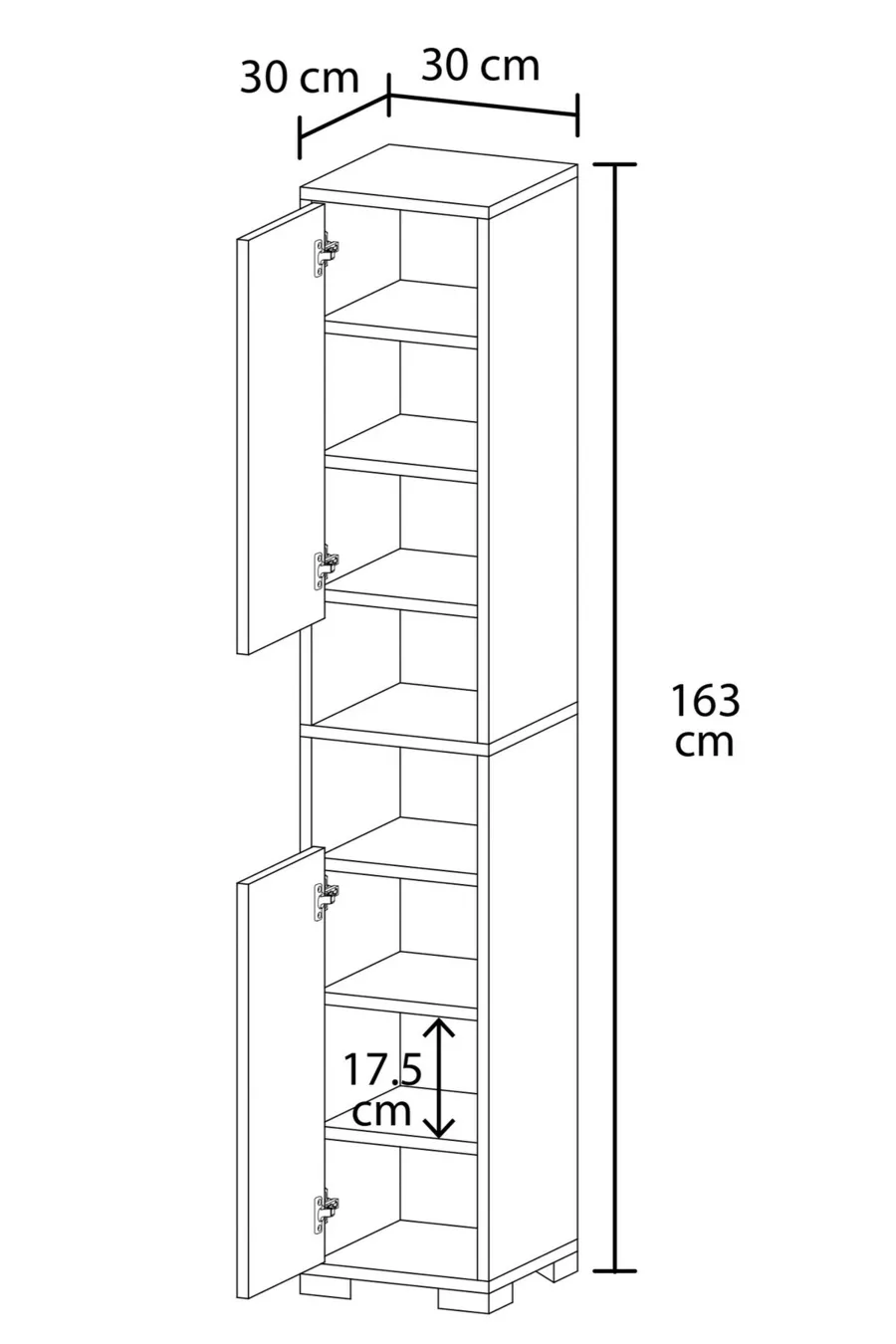 Armoire pour chambre d'adolescent Tokyo à 2 portes et 3 étagères