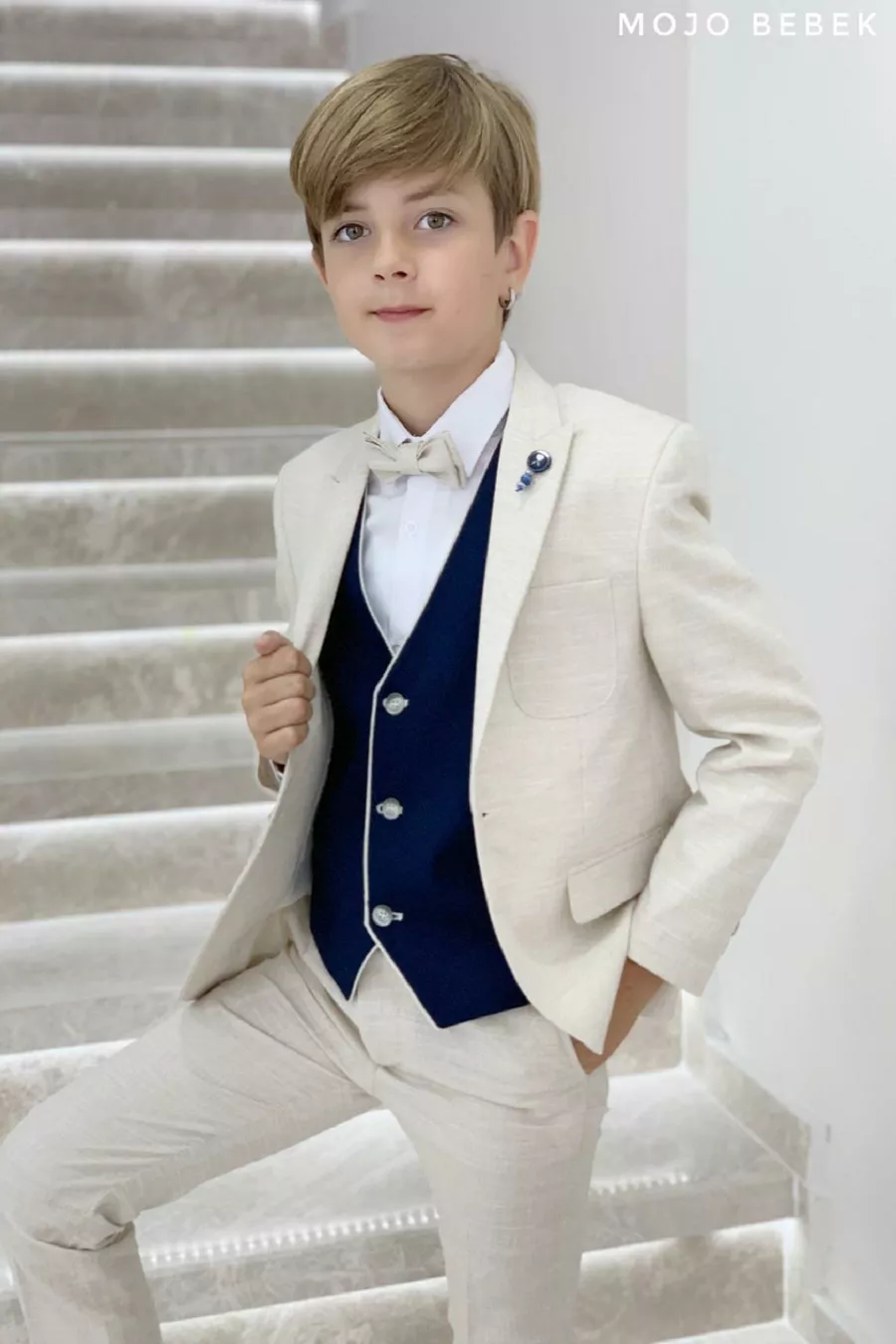 Ensemble Costume Garçon  Ans avec Gilet de Sport et Veste  Beige