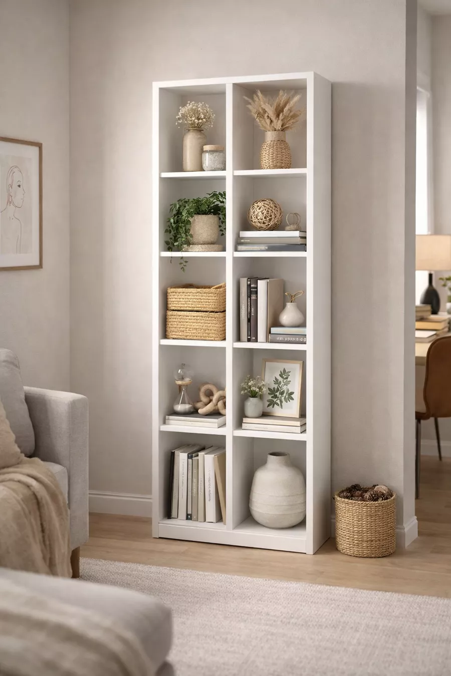 Bibliothèque à  compartiments/étagères, armoire blanche sans porte, armoire organisatrice