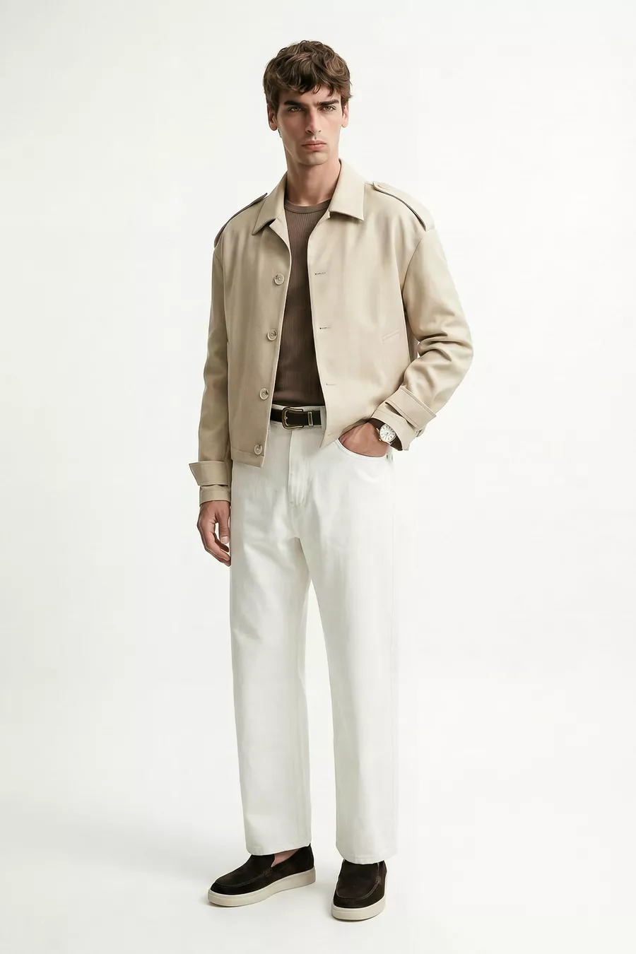 Veste pour homme beige Boxy Fit