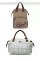 Ensemble de 2 pièces de luxe beige et bois Sac à dos pour soins mère-bébé et sac à main et sac à épaule pour mère-bébé