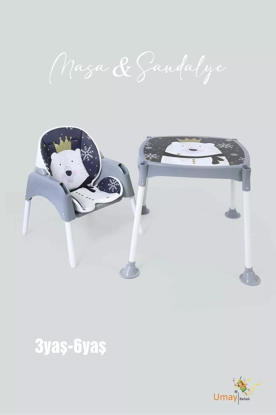 Bureau 3 en 1, Chaise Haute, Table, Chaise