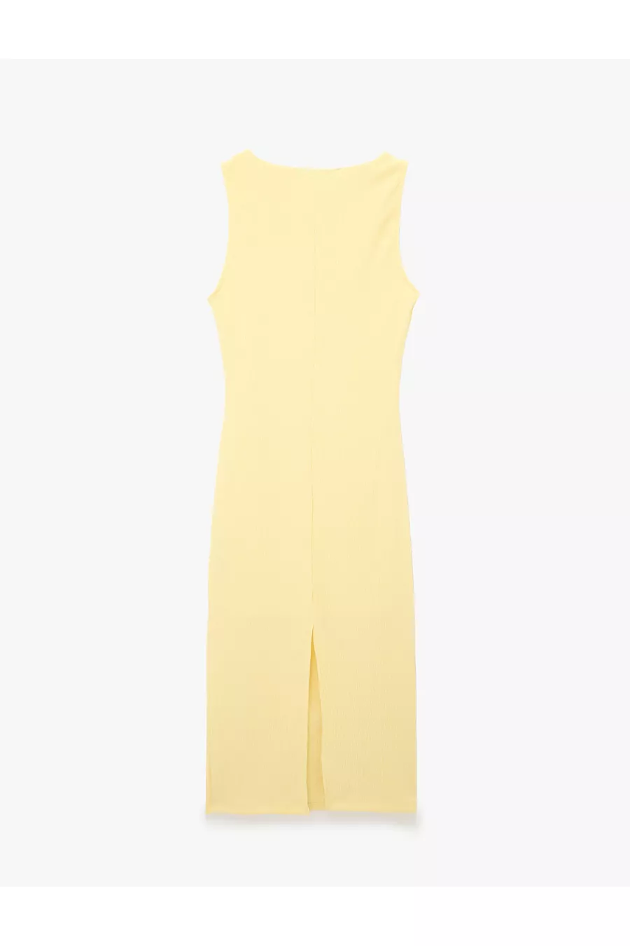 Robe longue sans manches à col rond avec détails froncés en tissu velours côtelé slim fit
