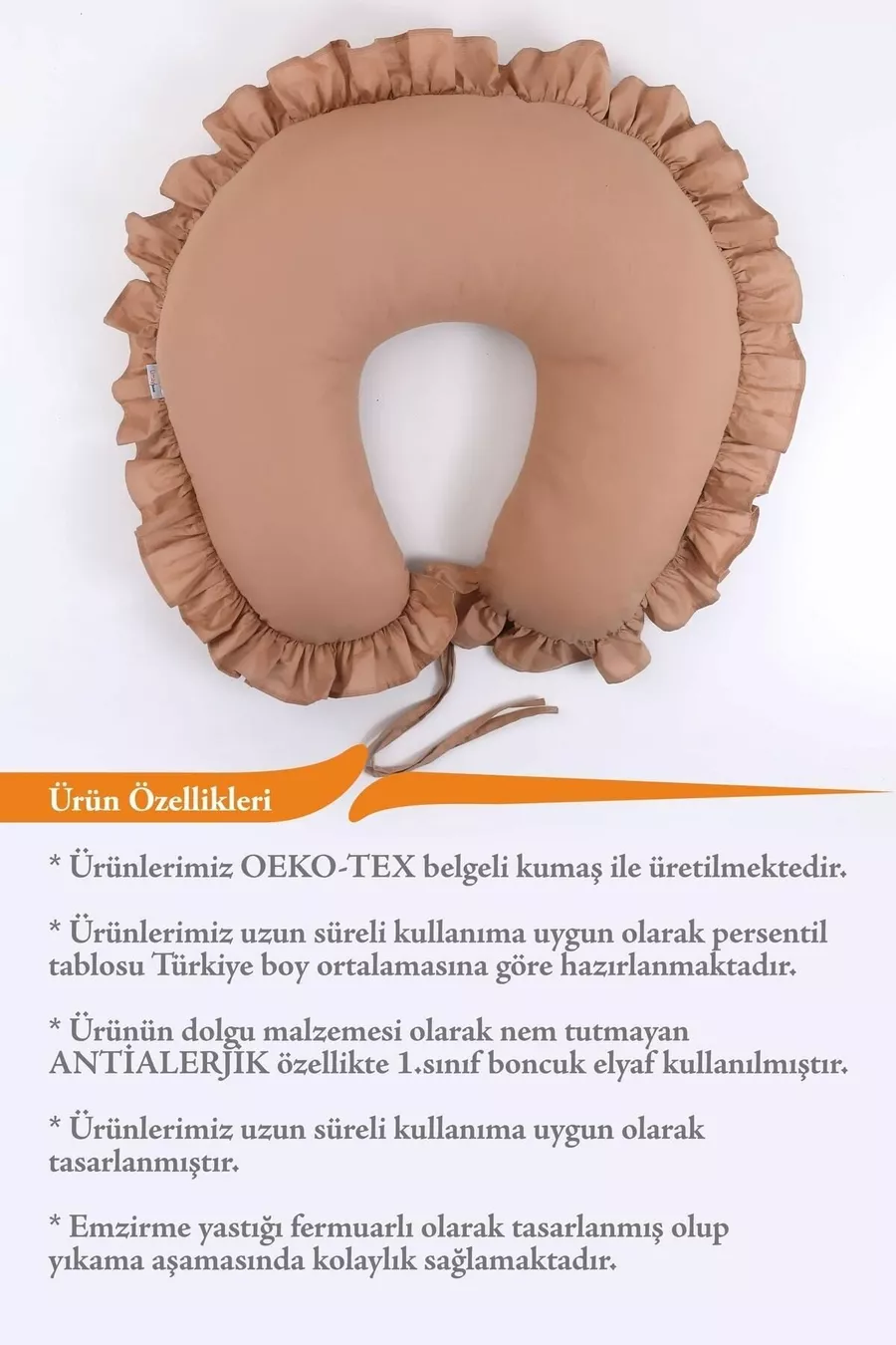 Coussin d'allaitement - % coton - Marron à volants