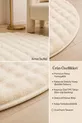 Tapis en peluche ovale crème avec dessous antidérapant, lavable, doux, pour salon et chambre