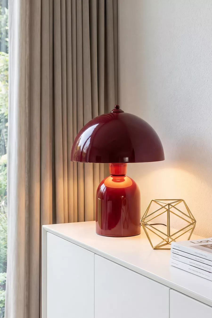 Lampe de table Luna Bordeaux avec corps en métal -  cm - Salon & Chambre & Éclairage de séjour