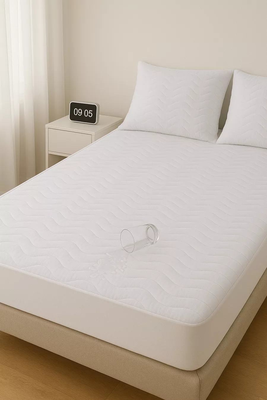 Protège-matelas imperméable à l'eau avec bord complet, matelassé et ajusté, drap de lit pour bébé, simple, double et king