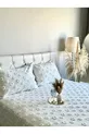 Housse de lit double à pompons et 2 oreillers couleur écrue