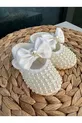 Chaussons de luxe pour bébé fille avec nœud, détails brillants et perles, 0-4 mois,  cm, cadeau avec velcro