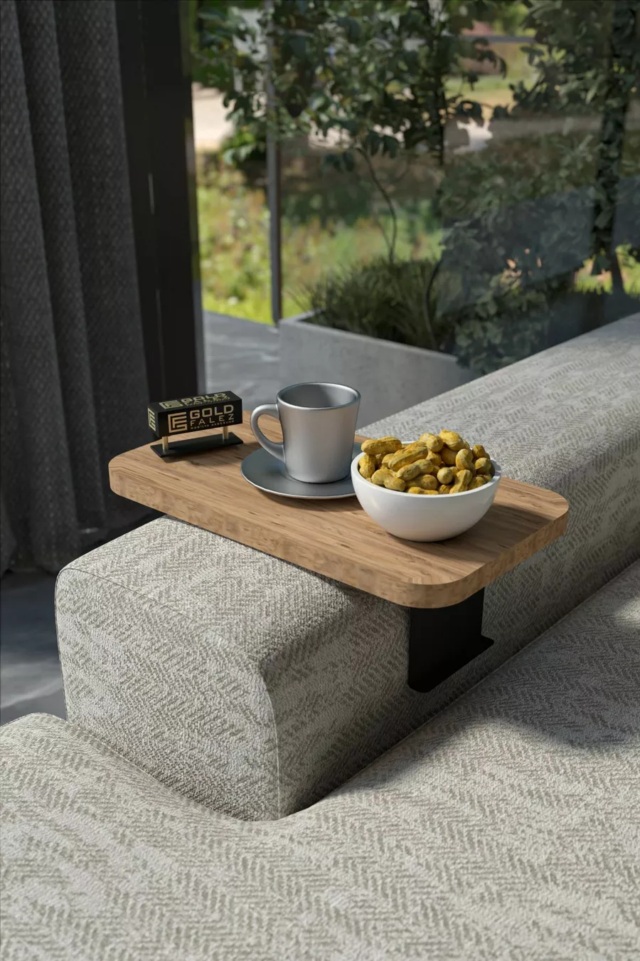 Table d'appoint Plateau réglable Rectangulaire Décoratif Moderne Horizontal Vertical Table de canapé Noyer