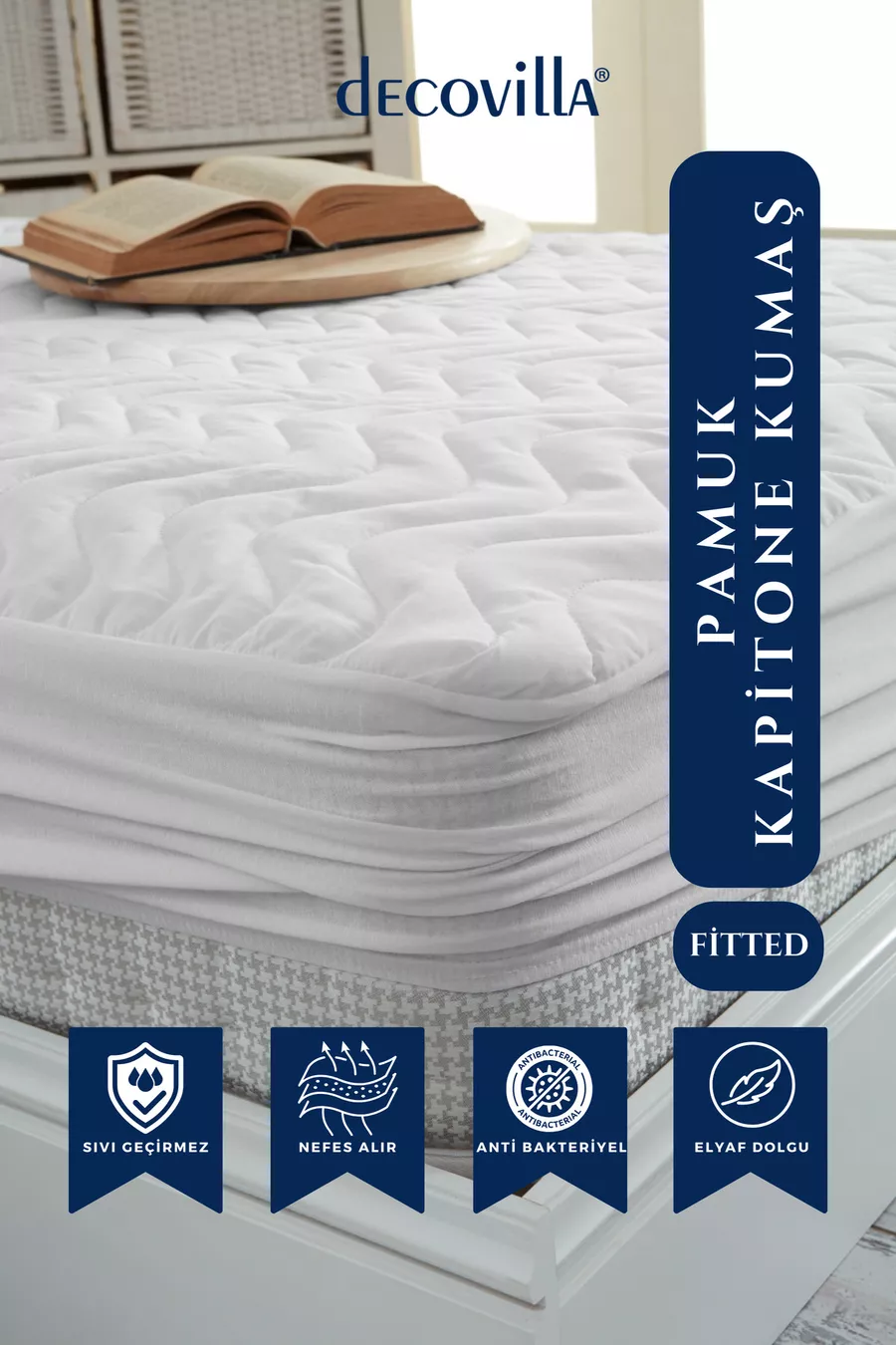 Protège-matelas matelassé ajusté avec bords complets, imperméable aux liquides, drap housse blanc