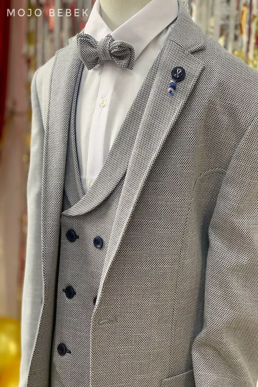 Ensemble de Costume Garçon avec Gilet et Veste  Bleu Marine