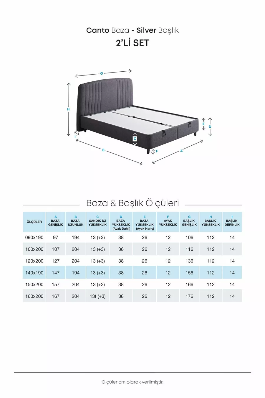 Canto Baza, Ensemble de 2 Têtes d'Argent Pour Lit Double - Anthracite,